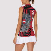Personalized Austria Women Sleeveless Polo Shirt Black Eagle Badge With Patterns - Wonder Print Shop