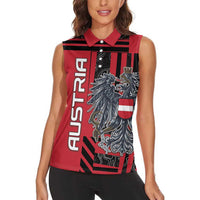 Personalized Austria Women Sleeveless Polo Shirt Black Eagle Badge With Patterns - Wonder Print Shop
