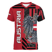 Personalized Austria Women V-Neck T-Shirt Black Eagle Badge With Patterns - Wonder Print Shop
