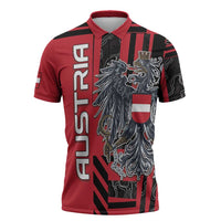 Personalized Austria Zipper Polo Shirt Black Eagle Badge With Patterns - Wonder Print Shop