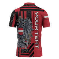 Personalized Austria Zipper Polo Shirt Black Eagle Badge With Patterns - Wonder Print Shop
