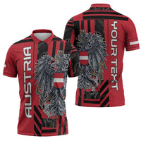 Personalized Austria Zipper Polo Shirt Black Eagle Badge With Patterns - Wonder Print Shop