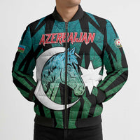 Personalized Azerbaijan Bomber Puffer Jacket Karabakh Horse Tattoo - Wonder Print Shop