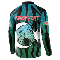 Personalized Azerbaijan Button Sweatshirt Karabakh Horse Tattoo - Wonder Print Shop