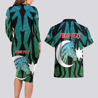 Personalized Azerbaijan Couples Matching Long Sleeve Bodycon Dress and Hawaiian Shirt Karabakh Horse Tattoo - Wonder Print Shop