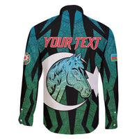 Personalized Azerbaijan Family Matching Off The Shoulder Long Sleeve Dress and Hawaiian Shirt Karabakh Horse Tattoo - Wonder Print Shop