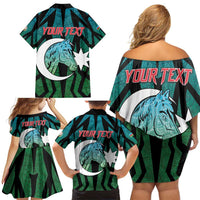 Personalized Azerbaijan Family Matching Off Shoulder Short Dress and Hawaiian Shirt Karabakh Horse Tattoo - Wonder Print Shop