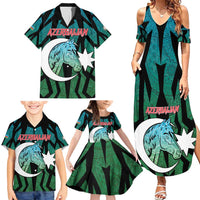Personalized Azerbaijan Family Matching Summer Maxi Dress and Hawaiian Shirt Karabakh Horse Tattoo - Wonder Print Shop