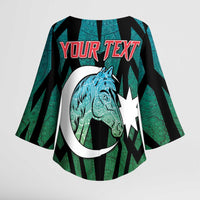 Personalized Azerbaijan Kimono Sleeve Blouse Karabakh Horse Tattoo - Wonder Print Shop