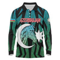 Personalized Azerbaijan Long Sleeve Polo Shirt Karabakh Horse Tattoo - Wonder Print Shop