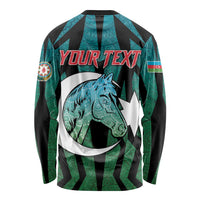 Personalized Azerbaijan Long Sleeve Shirt Karabakh Horse Tattoo - Wonder Print Shop
