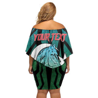 Personalized Azerbaijan Off Shoulder Short Dress Karabakh Horse Tattoo - Wonder Print Shop