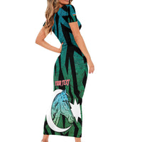 Personalized Azerbaijan Short Sleeve Bodycon Dress Karabakh Horse Tattoo - Wonder Print Shop