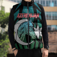 Personalized Azerbaijan Sleeveless Puffer Jacket Karabakh Horse Tattoo - Wonder Print Shop