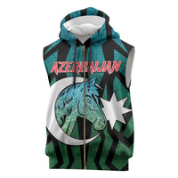 Personalized Azerbaijan Sleeveless Zip Hoodie Karabakh Horse Tattoo - Wonder Print Shop