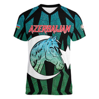 Personalized Azerbaijan Women V-Neck T-Shirt Karabakh Horse Tattoo - Wonder Print Shop
