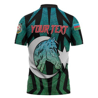 Personalized Azerbaijan Zipper Polo Shirt Karabakh Horse Tattoo - Wonder Print Shop