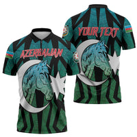 Personalized Azerbaijan Zipper Polo Shirt Karabakh Horse Tattoo - Wonder Print Shop