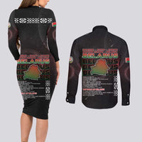 Belarus Couples Matching Long Sleeve Bodycon Dress and Long Sleeve Button Shirt Information From The Universe - Wonder Print Shop