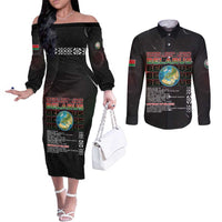 Belarus Couples Matching Off The Shoulder Long Sleeve Dress and Long Sleeve Button Shirt Information From The Universe - Wonder Print Shop
