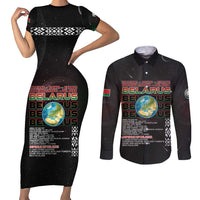 Belarus Couples Matching Short Sleeve Bodycon Dress and Long Sleeve Button Shirt Information From The Universe - Wonder Print Shop