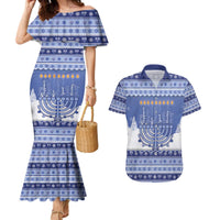 Hanukkah Christmas Couples Matching Mermaid Dress and Hawaiian Shirt Love And Lights - Wonder Print Shop