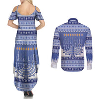 Hanukkah Christmas Couples Matching Summer Maxi Dress and Long Sleeve Button Shirt Love And Lights - Wonder Print Shop