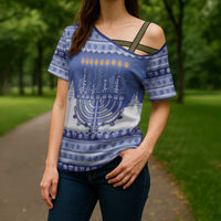 Hanukkah Christmas Cross Shoulder Shirt Love And Lights - Wonder Print Shop