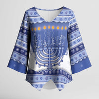 Hanukkah Christmas Kimono Sleeve Blouse Love And Lights - Wonder Print Shop