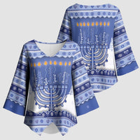 Hanukkah Christmas Kimono Sleeve Blouse Love And Lights - Wonder Print Shop