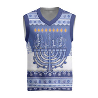 Hanukkah Christmas Knitted V-Neck Vest Love And Lights - Wonder Print Shop