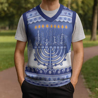 Hanukkah Christmas Knitted V-Neck Vest Love And Lights - Wonder Print Shop