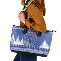 Hanukkah Christmas Leather Tote Bag Love And Lights - Wonder Print Shop