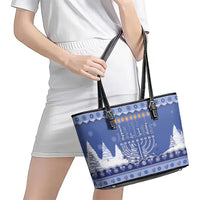 Hanukkah Christmas Leather Tote Bag Love And Lights - Wonder Print Shop