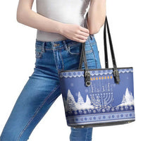 Hanukkah Christmas Leather Tote Bag Love And Lights - Wonder Print Shop
