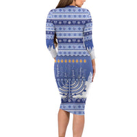 Hanukkah Christmas Long Sleeve Bodycon Dress Love And Lights - Wonder Print Shop