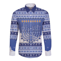 Hanukkah Christmas Long Sleeve Button Shirt Love And Lights - Wonder Print Shop