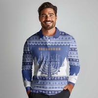 Hanukkah Christmas Long Sleeve Polo Shirt Love And Lights - Wonder Print Shop