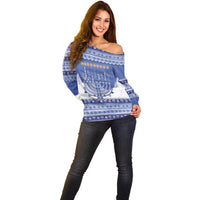 Hanukkah Christmas Off Shoulder Sweater Love And Lights - Wonder Print Shop