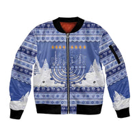 Hanukkah Christmas Sleeve Zip Bomber Jacket Love And Lights - Wonder Print Shop