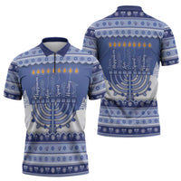 Hanukkah Christmas Zipper Polo Shirt Love And Lights - Wonder Print Shop