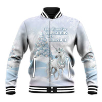 Magical Christmas Baseball Jacket Unicorn With Cotton Candy Xmas Tree - Wonder Print Shop