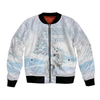 Magical Christmas Bomber Jacket Unicorn With Cotton Candy Xmas Tree - Wonder Print Shop