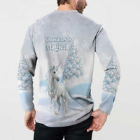 Magical Christmas Button Sweatshirt Unicorn With Cotton Candy Xmas Tree - Wonder Print Shop