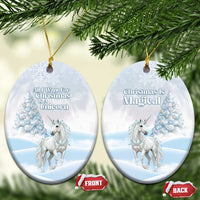 Magical Christmas Ceramic Ornament Unicorn With Cotton Candy Xmas Tree - Wonder Print Shop