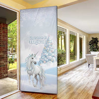 Magical Christmas Door Cover Unicorn With Cotton Candy Xmas Tree - Wonder Print Shop