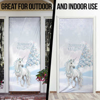 Magical Christmas Door Cover Unicorn With Cotton Candy Xmas Tree - Wonder Print Shop