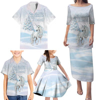 Magical Christmas Family Matching Puletasi and Hawaiian Shirt Unicorn With Cotton Candy Xmas Tree - Wonder Print Shop