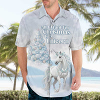 Magical Christmas Hawaiian Shirt Unicorn With Cotton Candy Xmas Tree - Wonder Print Shop