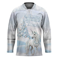 Magical Christmas Hockey Jersey Unicorn With Cotton Candy Xmas Tree - Wonder Print Shop